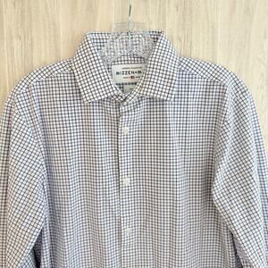 Mizzen + Main Leeward Shirt Men’s Small Trim Fit Graph Check Plaid Preppy USA